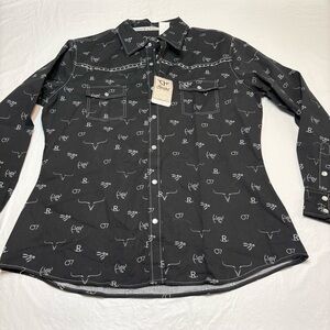 Women's Cowgirl Ranch Black Western Button Down Shirt